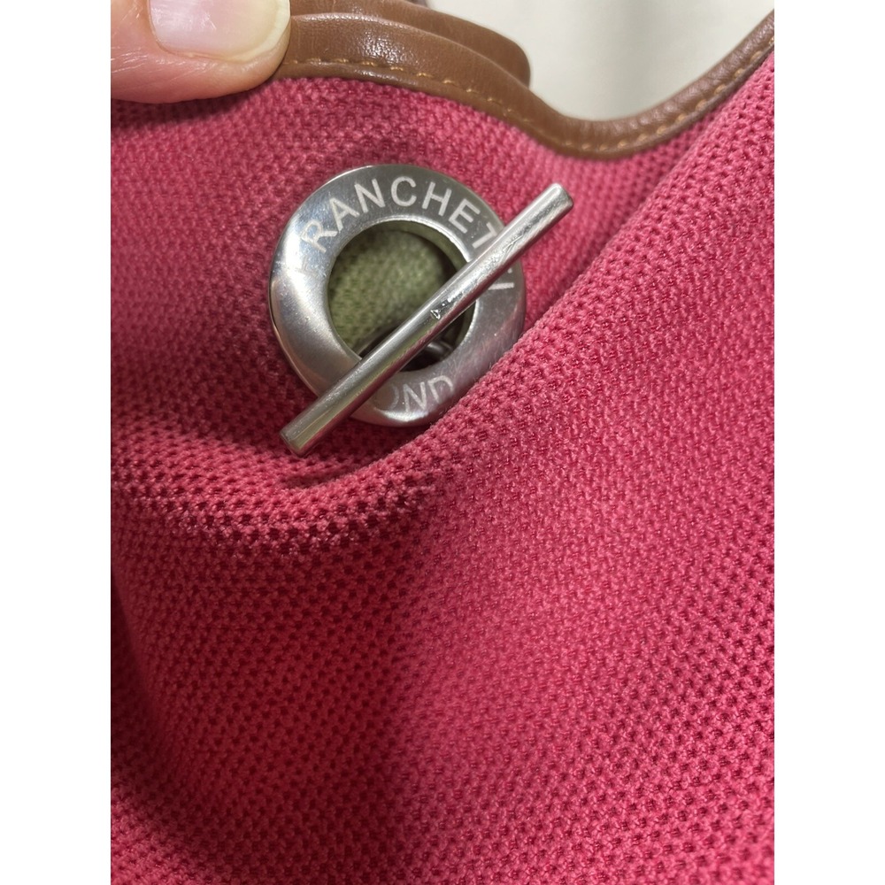 Franchetti Bond Rasberry Color Fabrick Leather Strap Shoulder Bag View 5